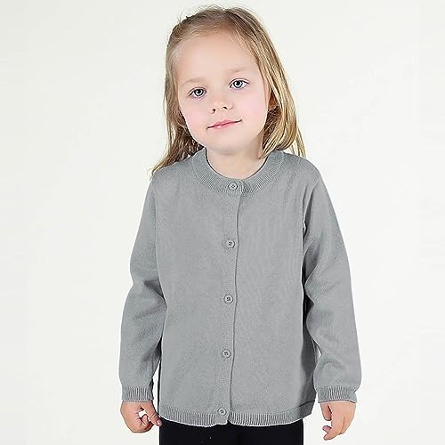 Kids Girls Knitted Cardigan Sweater Button Dowm Round Neck Ribbed Trim Jacket Comfy Warm Coat for Toddler Girls3