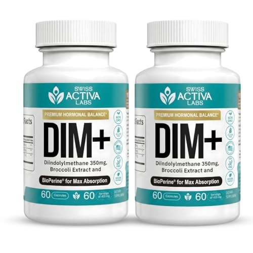 Image of Swiss Activa+ Labs DIM Supplement for Women & Men, Estrogen Balance Support | Hormone Balance Support for Women & Men, Diindolylmethane, Gluten Free, Non-GMO, Vegan, 120 Day Supply