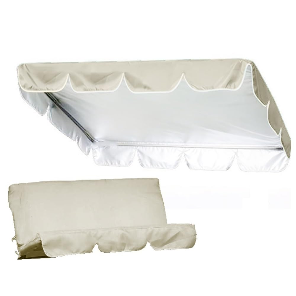 Auvent De Balançoire De Patio Extérieur Couverture De Remplacement De Siège De Balançoire Toit De Rechange pour Balancelle De Jardin 2-3 Places(Beige,195x125cm/77x49in)
