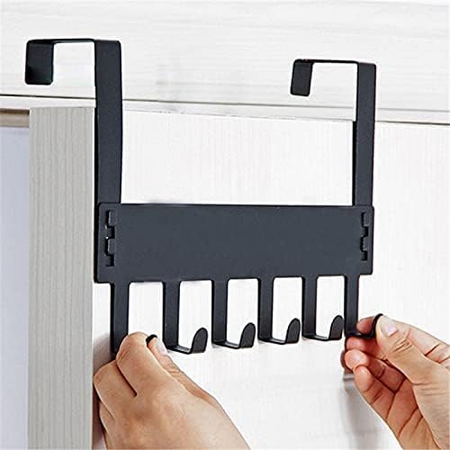 LIOTIZ Door Hook Hanger Over The Door Hook Cloth Hanger Hooks for Cloth Hanging Carbon Steel Heavy Duty Drill Free Hanger for Bathroom Bedroom Kitchen Towel Hanger (Black)