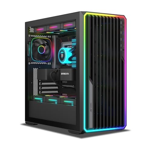 Ant Esports Mesh X 360 Mid-Tower Computer Case/Gaming Cabinet - Black | Pre-Installed 4 ARGB Fans