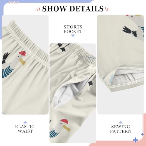 Cute Seagulls Boys Pants Boys Athletic Pants Long Pant for Boywith Pockets Wide-Leg Size 6-14Y4