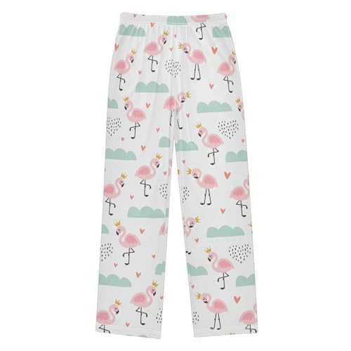 Princess Flamingo Love Boys Long Pants Soft Trousers Elastic Waist Kids Lounge Bottoms with Pockets S-XL