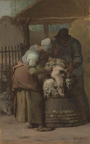 Tableau les tondeurs Jean François Millets Grand Format 60x90cm pour Habiller un Mur Vide