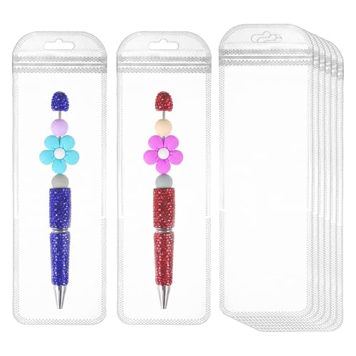 100 Pieces Pen Packaging Bags for Beadable Pen Beadable Pens Packaging Bags for Small Business Resealable Zipper Pouch for Packaging Lipgloss Jewelry Cosmetic Candy