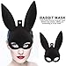 Nolonger Bunny Mask, Women's Masquerade Rabbit Mask For Birthday Easter Halloween Eve Party Costume Accessory (Black)