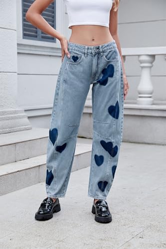 Jean ample jambe large femme taille basse pantalon denim décontracté - 4