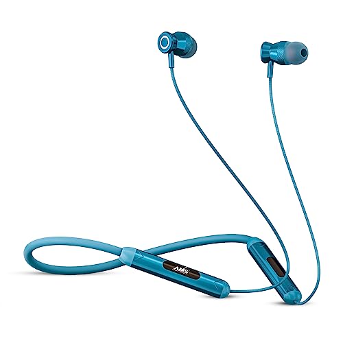 Image of AMS NB-30 Newly Launched, in Ear Earphones with 80Hrs Playback, Bluetooth 5.0 Wireless Headphones with mic, Deep Bass Neckband, IPX5 Water Resistance,Magnetic Earbuds, Fast Charging | Blue