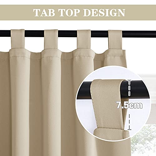 PONY DANCE Beige Tab Top Curtains, (Width 140 x Height 175 cm, Yellow Beige - Image 4