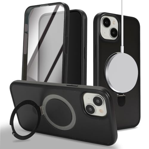 DEYHU Ή iPhone 15 Plus P[X MagSafe Ή 360°Sgop[ی X}zP[X iPhone 15 Plus Jo[ tیtB B[X^h CX[dΉ ubN