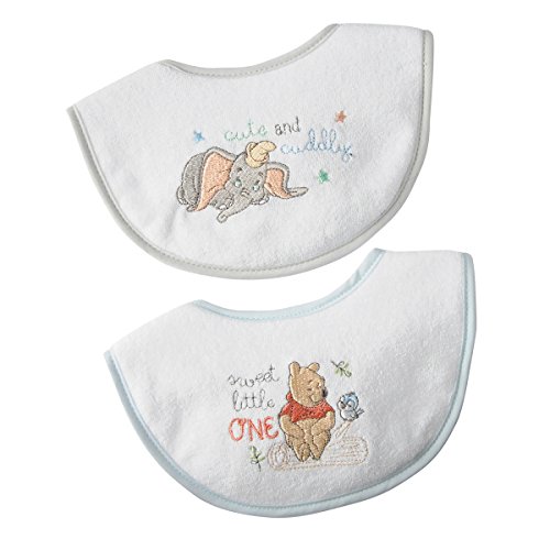 Disney Classic Winnie the Pooh and Dumbo embroideried Newborn bib set 2 Count
