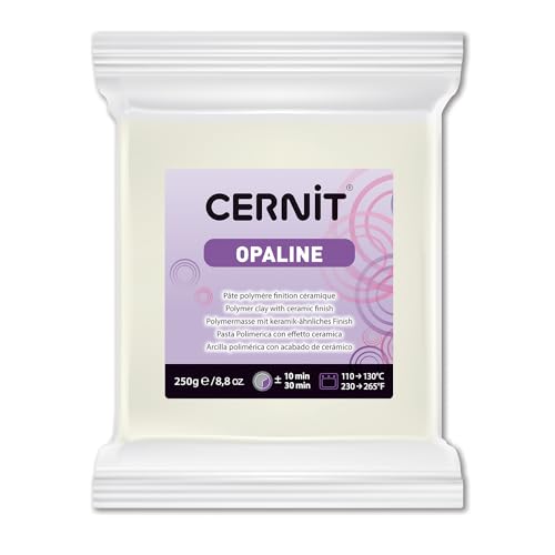 CERNIT CE0880250010C - Pâte polymère Opaline 250g - Blanc -Semi translucide