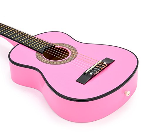 New! 30" Left Handed Pink Wood Guitar With Case And Accessories For Kids/Girls/Beginners (Pink) #TOP4