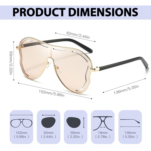 Chicid Oversized Sunglasses for Women, Classic Butterfly Big Frame UV400 Protection Trendy Shades3