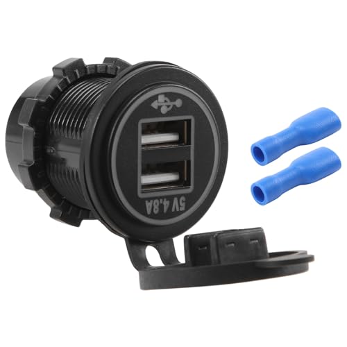Pasuihcay 5V 4.8A Dual USB Charger Socket Adapter Power Socket for 12V 24V Car Ship Rv, Black