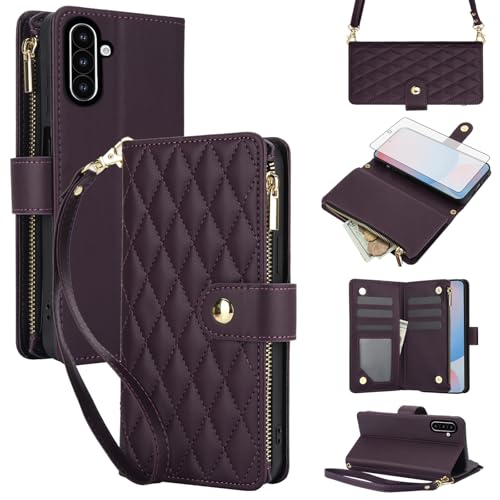 Housse Samsung Galaxy A56 5G avec verre trempé et étui à rabat zippé