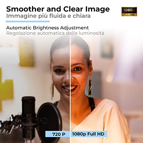 Webcam PC con Microfono Full HD 1080p, Usb Webcam