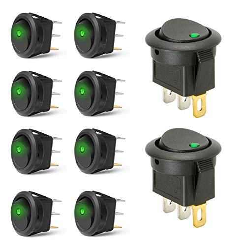 Interruptor Basculante Interruptores Redondos 12Ｖ On/Off Auto Boton Interruptor AutomáTico Interruptor Spst 20Ａ DＣ Para Coche, Barco, Camióｎ, Remolque 10 Piezas Cover