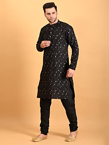 Image of Uri and MacKenzie Embroidery Silk Men's Kurta Pyjama Set