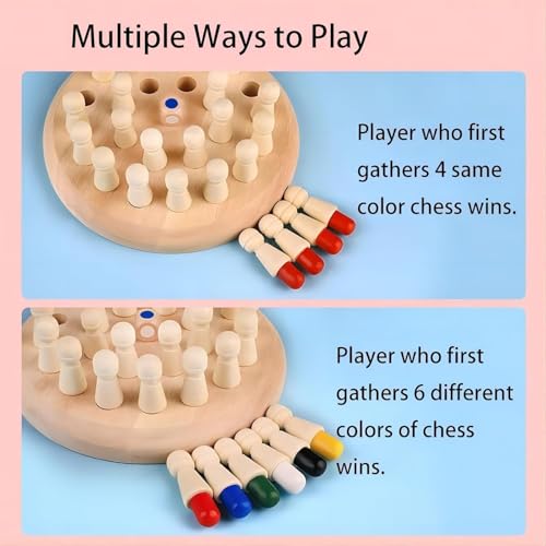 Color Memory Chess juego de mesa de madera educativo miniatura 7