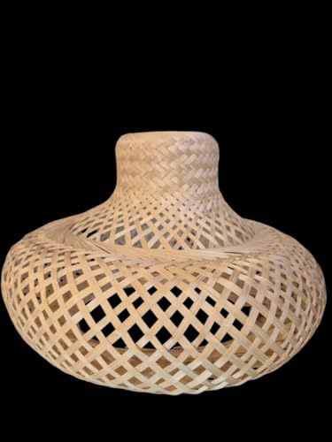 Image of Bamboo Lamp | Pendant Lamp | Boho Lamp Shade|Cane Lampshade | Rattan Lamp Shade | Bamboo Hanging Lamps Pendant Light for Living Room, Bedroom, Hall (Cowboy Hat)