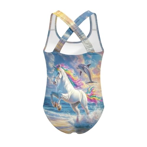 Image of WELLFLYHOM Girls Bathing Suits Size 5-14 One Piece Cross Back Swimsuit Sleeveless Full Coverage Swimwear for Beach Swimming