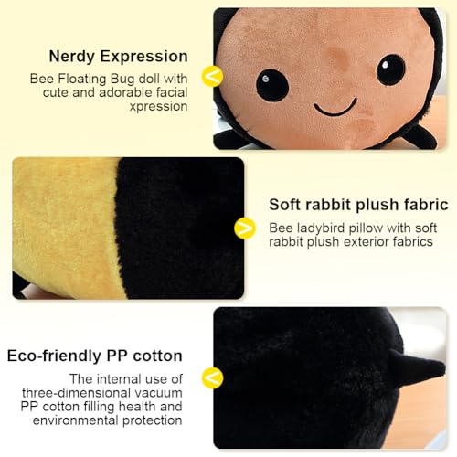 Qxwuyazbryl Biene Kuscheltier 20 cm, Biene Plüschkissen, Weiches Hummel Plüschtier, Niedliche Bienes Plüschtier, Stofftier Kinder Plushie, Süßes Geschenk für Kinder, Mädchen & Jungen