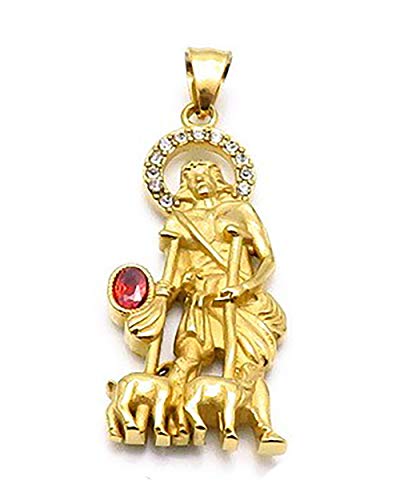 14kt GP San Lazaro Dije Oro Acero Quirurgico2