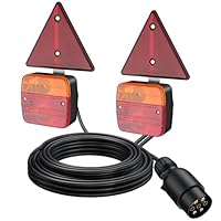 AUTOUTLET Anhänger Rückleuchten mit Rückstrahler, 12V Universal Rückleuchten Set Anhänger 7 Polig Stecker, 7,5M Kabel & E13-Zertifiziert, Wasserdicht IP65, PKW LKW Rücklicht Beleuchtung-Magnet Montag