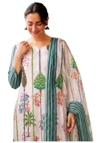 Image of ANNI Designer Women's Rayon Viscose Printed Straight Kurta Set with Pant and Dupatta | Ethnic Wear Kurta Pant Dupatta Set for Women | Regular Fit Traditional Indian Outfit