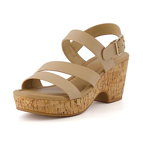 CUSHIONAIRE Women's Russ cork wedge sandal +Memory Foam, Wide Widths Available