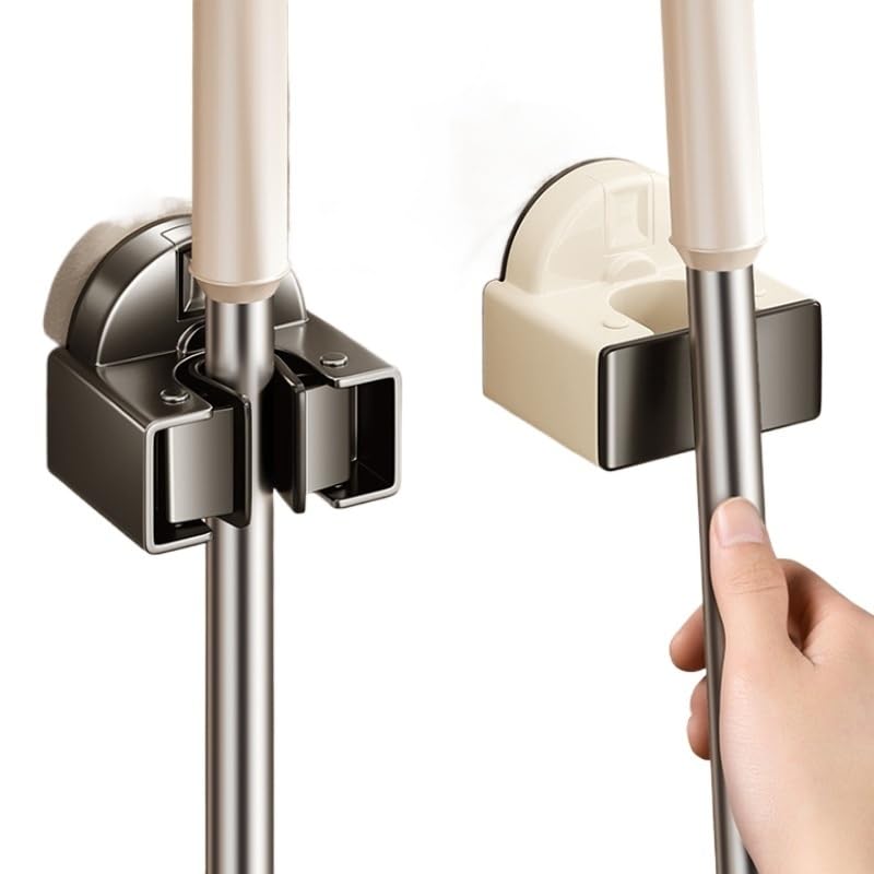 Compatibile, Supporto for Mocio con Ventosa, Gancio for Scopa, Scopa A Parete, Organizer for Cucina E Bagno, Accessori for Mensole.(White-3pcs)