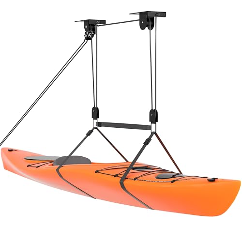 TRUSOON Kayak Hoist Pulley System for Garage, Durable Nylon Rope Ceiling Lift for 10-18 FT, Overhead...