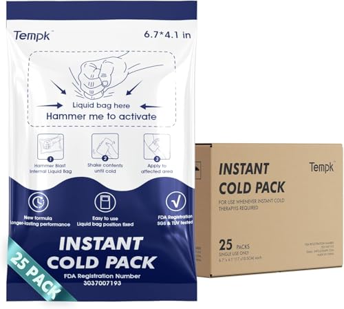 Big 25 Packs(6.7x4.1) Instant Cold Packs -Instant Ice Packs for Injuries | Disposable Cold Compress Ice Pack for Pain Relief Swelling Inflammation Sprains Toothache - Cold Pack for Athletes
