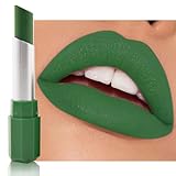 Medium Sea Green Matte Metallic Lipstick for Women Men, Crayon Lip & Face Paint Stick, Lip Stain Long Lasting Waterproof, Easy to Apply, Pigmented Longwear, Halloween Theme Party Full-Cove Lip Makeup