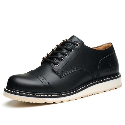 SL-Saint Botas de Moda de Copa Baja Para Hombre Hechas a Mano Zapatos de Cuero de Vaca Genuino de Moda Con Cordones (Suave Negro, Adulto, Hombre, 46, Números, Sistema tallas calzado EU, mediano)