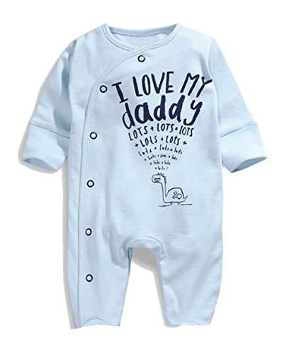 stylesilove I Love My Daddy Mummy Soft Cotton Baby Overalls Romper (95/18-24 Months, I Love My Daddy Baby Blue)