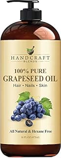 Handcraft Grapeseed Oil - 100% Pure and Natural - Premium Therapeutic Grade Carrier Oil for Aromatherapy, Massage, Moisturizing Skin and Hair - Huge 16 fl. Oz