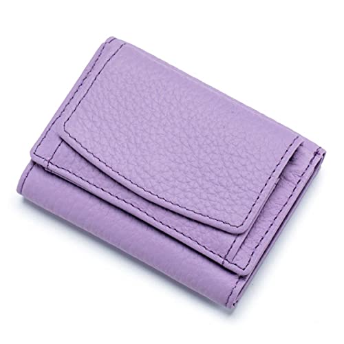 ZhaoCo kleine Geldbörse Damen mit Münzfach Echtleder Geldbeutel Damen Mini Portemonnaie mit RFID Schutz Kreditkartenetui für Frauen Mädchen - Lavendel