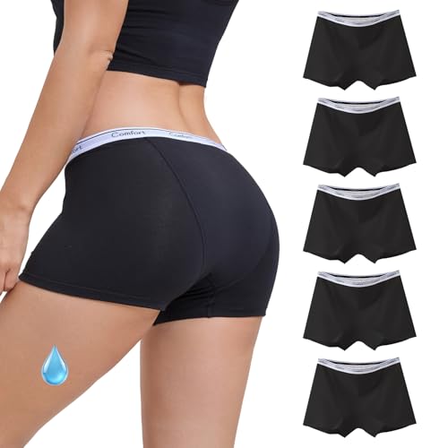 WEASIC Bragas menstruales Mujer Braguitas menstruales niña Braga Menstrual Mujer Boxer Menstrual Bragas Menstrual Flujo abundante Braguitas Regla niña (Paquete de 5, Multicolor 1, M)