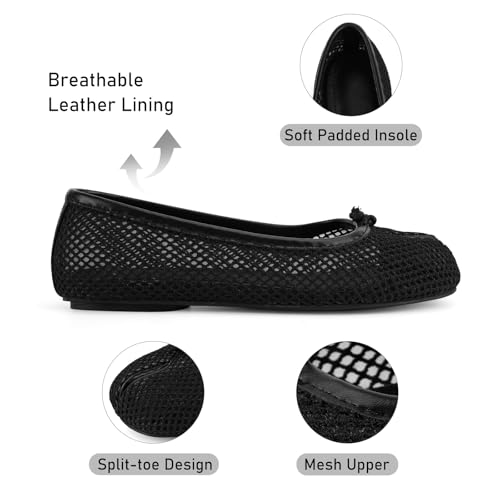 Image of VBDB Mesh Ballet Flats for Women Split Toe Tabi Flats Wide Width Mesh Flats Low Heel Casual Ballerina Comfortable 2026 Spring Summer Shoes