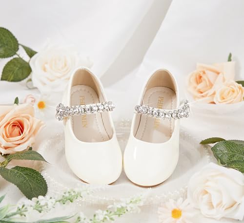 Image of PHIRAMIN Toddler Flower Girl Glitter Dress Shoes Little Girl Ballet Flats Bow Wedding Party