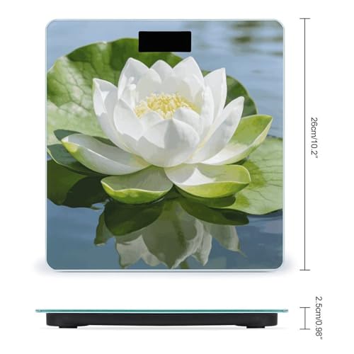 Báscula digital de baño White Green Lotus con pantalla LCD miniatura 2