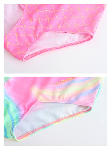 Image of Girls One Piece Bathing Suit Mermaid Printed Beach Swimwear