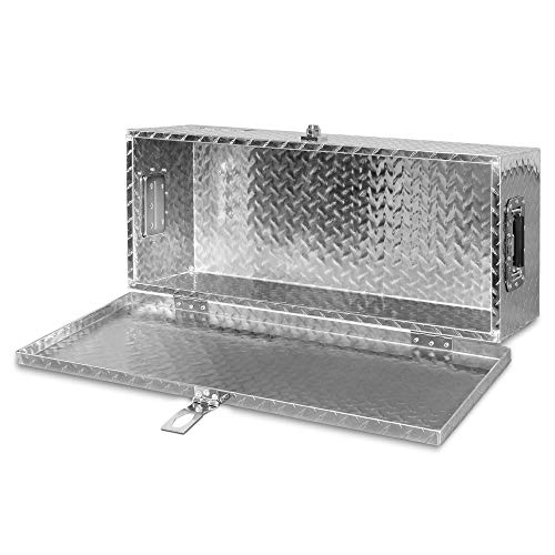 Arksen 30 Inch Heavy Duty Aluminum Diamond Plate Tool Box Chest Box Pick Up Truck Bed Rv Trailer Toolbox Storage Organizer With Side Handle And Lock Keys – Silver #TOP2