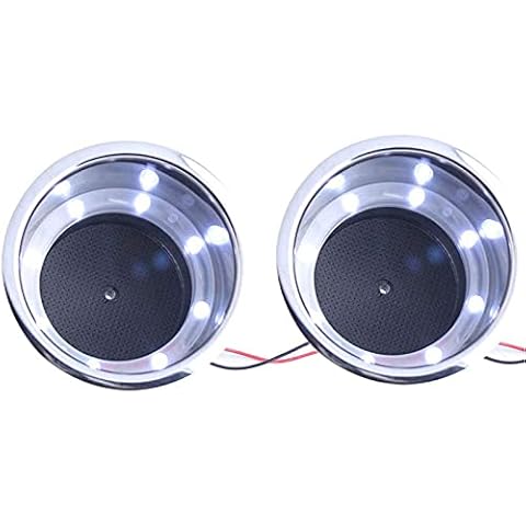 Stainless Steel LED Cup Holder Drink Holder Insert with Drain for Marine Boat (White) Cover
