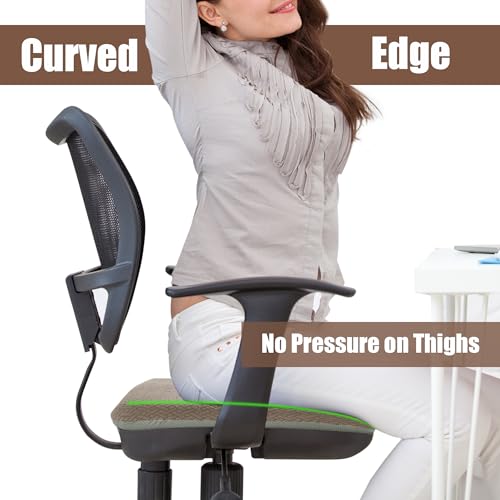 Image of HOMBYS Tufted Furry Recliner Seat Cushion for Elderly Foam Curved Edge Large Square Seat Cushion for Recliner Chair, Floor Pillow, Office Chair, Car, No Pressure on Thighs(Brown)