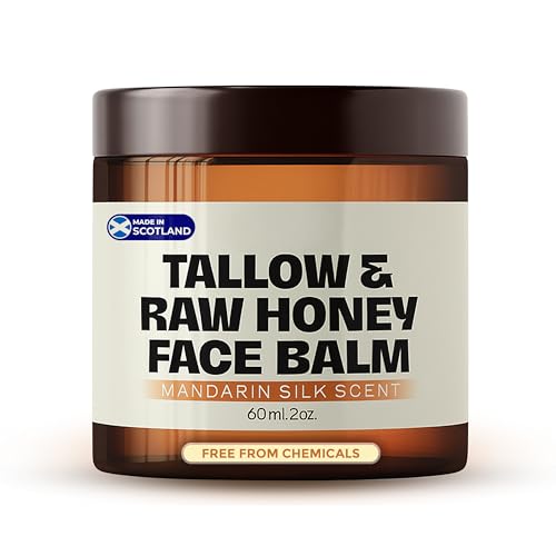 NX1 PROJECT Beef Tallow & Raw Honey Face Balm - Grass-Fed British Beef Tallow Skin Care with Scottish Raw Honey Beeswax & Almond Oil - Deep Hydration for Dry & Sensitive Skin - Mandarin Silk 60ml