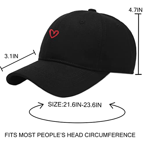 Xyiyi Heart Black Original Classic Cotton Baseball Cap Adjustable Dad Hat Unconstructed Plain Cap #TOP5