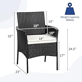 Patio Chairs Set of 2, All Weather Rattan Wicker Dining Chairs with Soft Removable Cushions, Armrest, Outdoor Dining Chairs for Garden, Pool, Backyard, Lawn, Porch, Black 41HlkqoKqTS. SS280